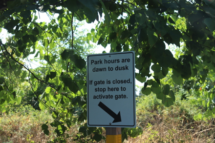Park hours are dawn to dusk – activate gate here when closed Park hours are dawn to dusk – activate gate here when closed